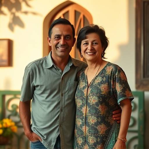 Foto da fundaäão da Estilo Brasileiro Camisas em 1995, com os fundadores Sr. Antônio e Sra. Maria.